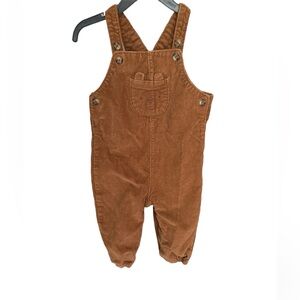 Baby brown corduroy teddy bear overalls